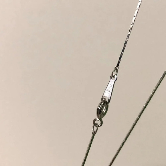 Thin Chain Necklace Silver Tone Stamped 18KGP - Picture 12 of 13